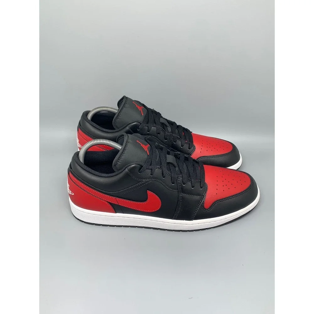 Jordan 1 Low Bred Toe 2.0 Black White Gym Red Shoes 553558-067 Men's Sz 13 NWT